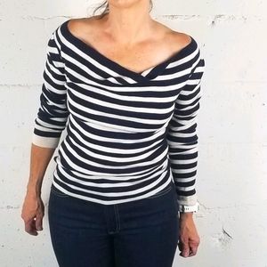 Rag & Bone wool drapey stripe sweater top